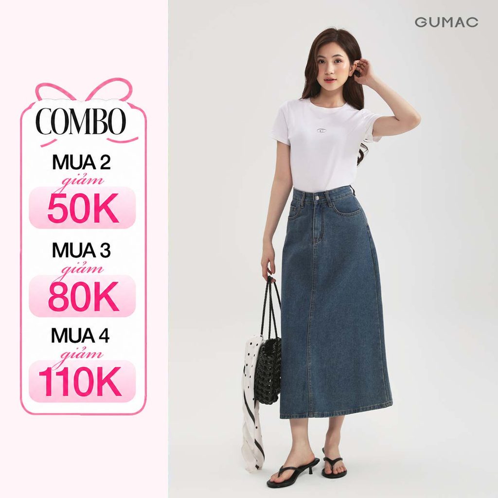 Chân Váy Jeans Midi GMORNING Dáng A Cơ Bản Chất Denim Mềm Thoải Mái Dễ Phối YVJF01071 - YVG07102
