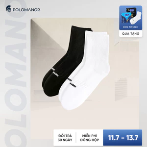Vớ cổ cao nam nữ trắng đen, Cotton tự nhiên thoáng khí, kháng khuẩn ngăn mùi - POLOMANOR