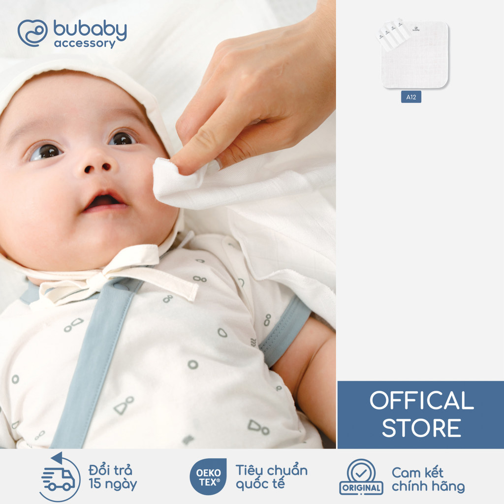 [Pack 5] Khăn sữa muslin BU Baby, Khăn xô siêu mềm mại thấm hút không xù, khăn sơ sinh | TBM05V300