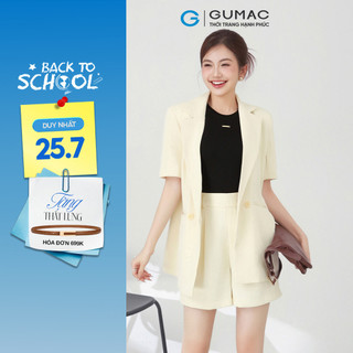 Set Lẻ Áo Khoác Blazer Nữ GUMAC Nút Gỗ Thanh Lịch OWF03028 Phối Quần Shorts Nữ Chiết Ly Thời Trang SHF03037