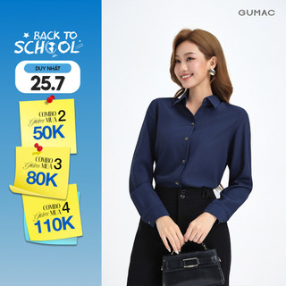 Áo Sơ Mi Nữ Tay Dài GUMAC Áo Kiểu Công Sở Lụa Mango Trơn Basic Mềm Mát Cao Cấp BAE00001 - 6211