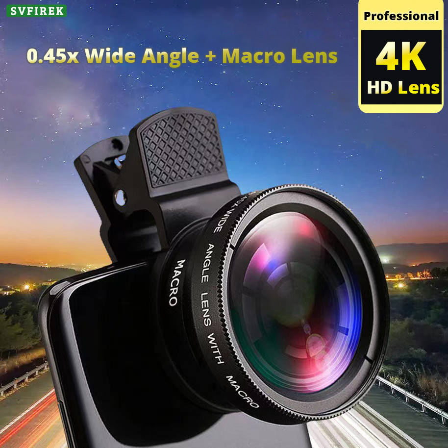 Điện thoại di động Ống kính Macro 0,45x 49UV Góc siêu rộng Ống kính HD đa năng 2 chức năng Điện thoại di động Bên ngoài