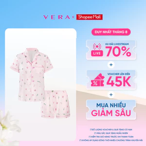[NEW ARRIVAL] Bộ pijama ngắn nữ Vera satin in tay ngắn - V0797
