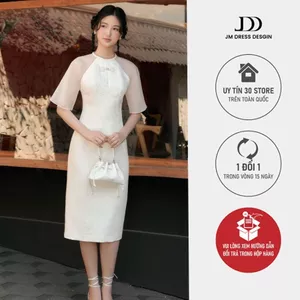 Đầm gầm đính nơ cổ yếm 1F34.2411BF thiết kế bởi JM Dress Design