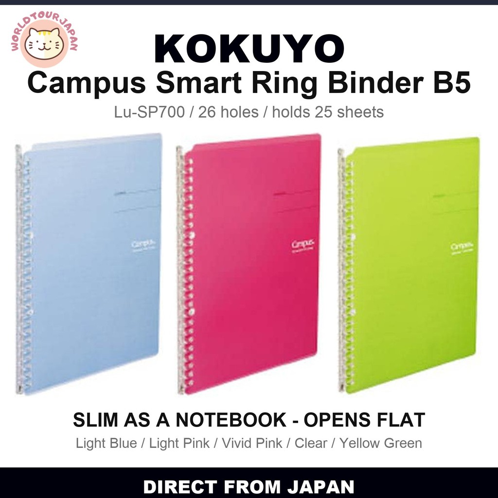 [Japan] KOKUYO Campus Smart Ring Loose Leaf Binder Lu-SP700 | B5 26 Holes | Slim and Light | DIRECT FROM JAPAN