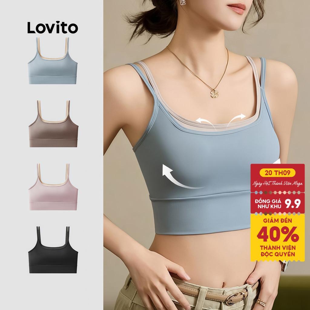 Lovito Phong cách thường ngày Áo bra thể thao nâng ngực chống sốc thân thiện da lưng đẹp cho nữ LNA133012