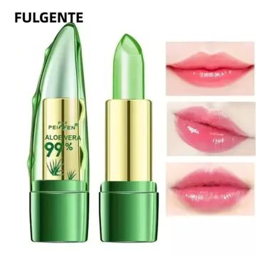 Son dưỡng môi đổi màu FULGENTE, Dụng cụ trang điểm lâu trôi Aloe Lip Balm, Mỹ phẩm Chống nhăn Hydrating Lip Water Feel Lip Oil Women