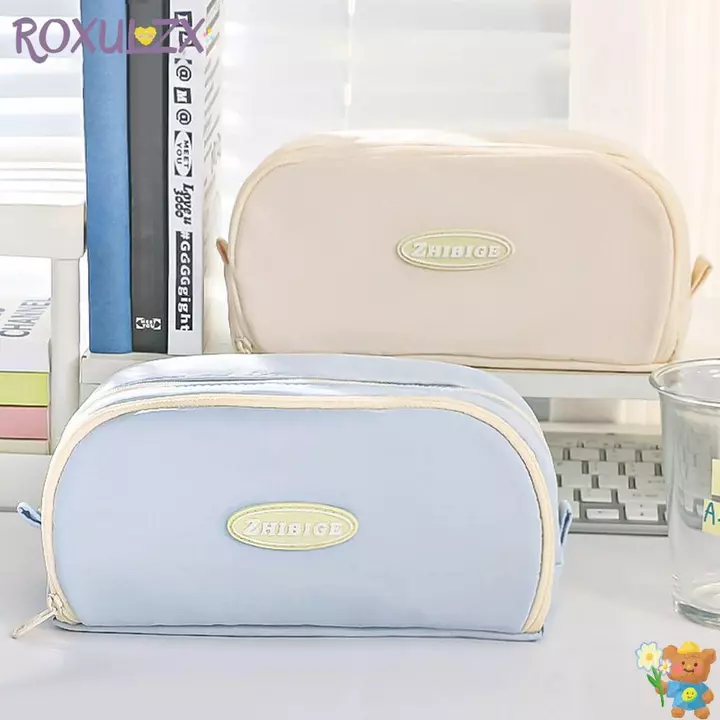 Bút Chì ROXULZX, Túi Đựng Bút Hai Lớp Dung Tích Lớn, Hộp Đựng Văn Phòng Phẩm Di Động Màu Trơn Văn Phòng Phẩm Túi Bảo Quản Văn Phòng Học Văn Phòng