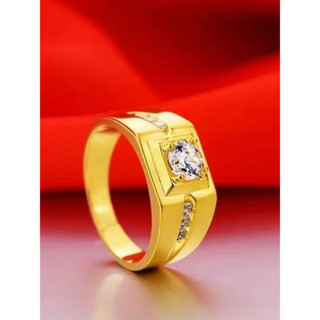 Phong Cách Mới Một Hàng Kim Cương Nam Nhẫn Vàng Phong Cách Cổ Điển Nam Nhẫn Vàng Bóng Nhẫn Sống Nhẫn
