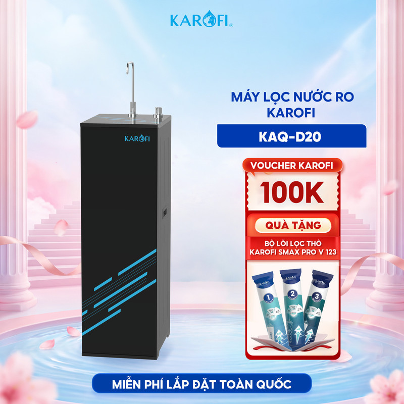 [TẶNG BỘ LÕI] Máy lọc nước RO Karofi KAQ-D20 - Lõi RO Mỹ 50 GPD - Lõi lọc Smax Pro V - Giao lắp miễn phí toàn quốc