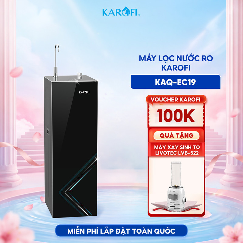 [TẶNG MÁY XAY SINH TỐ] [ĐỘC QUYỀN ONLINE] Máy lọc nước RO 12 lõi Karofi KAQ-EC19 -BỔ SUNG KIỀM, Công nghệ AioTec