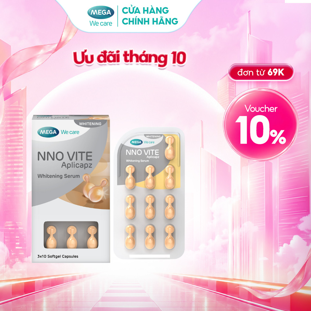 Serum dưỡng trắng da, mờ đốm nâu, đều màu da - NNO VITE Mega We Care (30 viên)