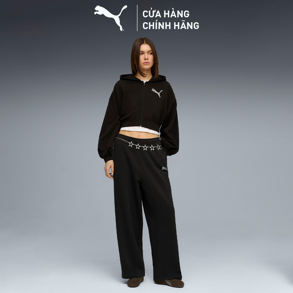 Quần Dài Thời Trang PUMA Nữ ESS GRAPHIC Bedazzled Pants Black Màu Đen