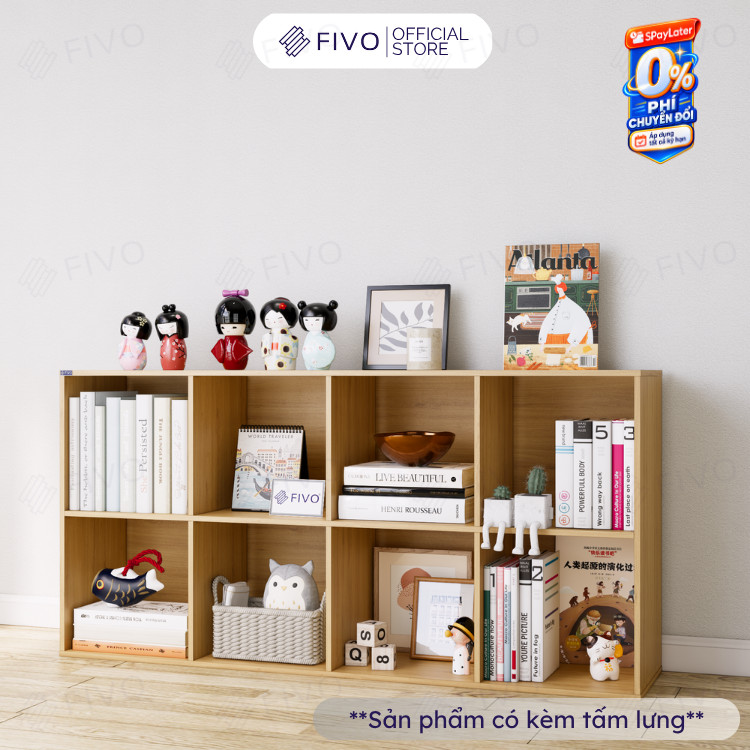 Tủ Kệ Sách Gỗ Tổ Ong  Đa Năng FB04 FIVO 6-8 Ô, Có Tấm Lưng Chắc Chắn, Vừa Decor Vừa Đựng Sách, Dễ Dàng Lắp Ráp