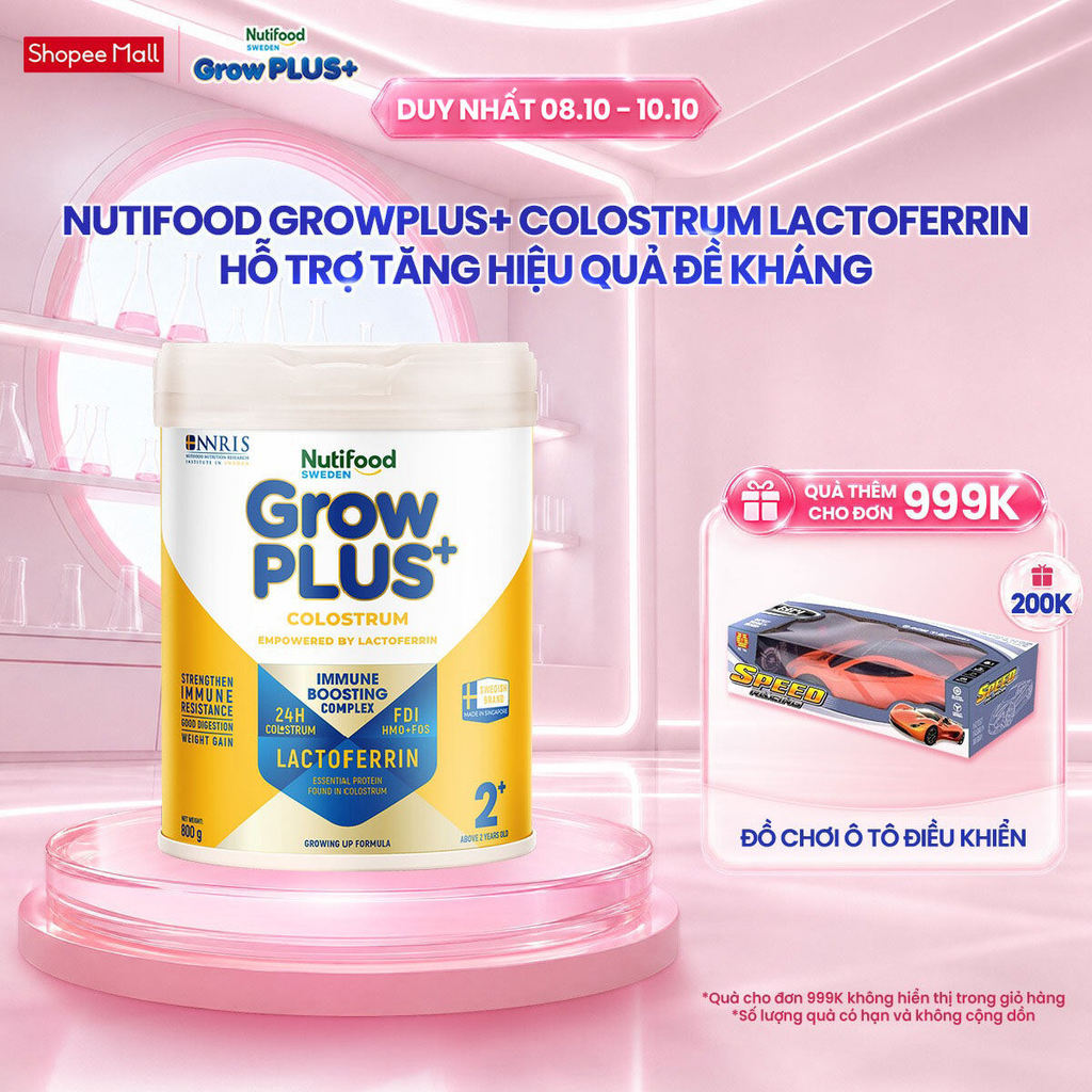 Sữa bột Nutifood Sweden GrowPLUS+ Colostrum Lactoferrin 2+ 800g