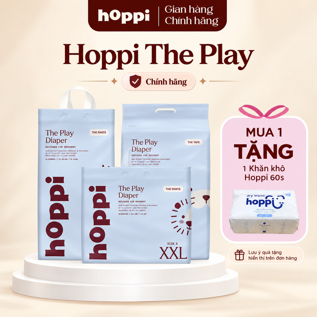 [Chính Hãng][Mua 1 Tặng Quà][Bỉm Chuẩn Mỹ] x1Tã/Bỉm Dán/Quần Hoppi ThePlay Siêu Co Giãn, Khô Thoáng Đủ Size[M1]