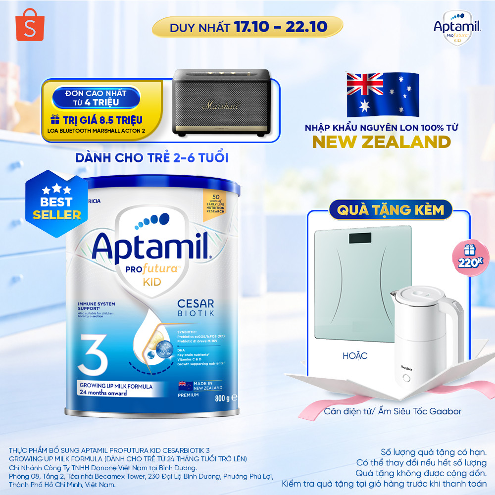[MUA KÈM DEAL SỐC] Sữa bột Aptamil Profutura Kid Cesarbiotik New Zealand số 3 - Synbiotic đặc chế