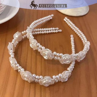 Onetimingfine Thanh Lịch Lớn Trắng Ngọc Trai s Dành Cho Nữ Cô Gái Đơn Giản Trắng Hoa Hồng Băng Đô Quấn Tóc Sóng Retro Hairhoop Mũ Đội Đầu Phụ Kiện VN