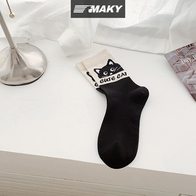 Newwellknownepic Hoạt Hình Màu Sắc Dễ Thương Phù Hợp Với Tất Cotton Polyester Giữa Ống Tất Thoáng Khí Hấp Thụ Mồ Hôi Thể Thao Tất Ngọt Ngào Học Sinh VN