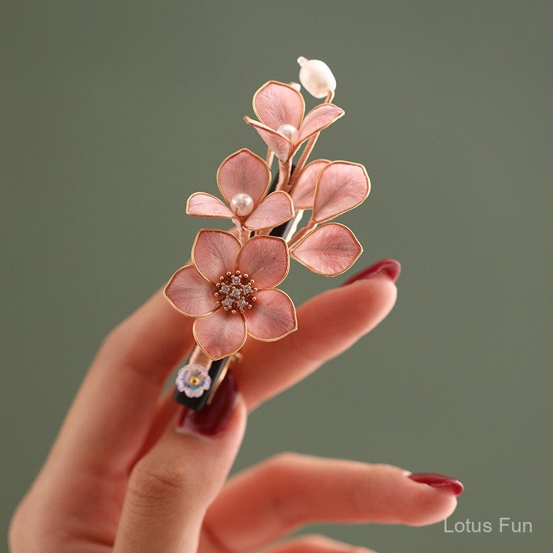 [Liufang] Kẹp tóc gỗ đàn hương hoa nhung xoắn - Phong cách Trung Hoa mới, phụ kiện Hanfu hàng ngày