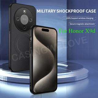 Ốp Điện Thoại Cho Honor X9d X70 X9c Smart X9B 5G 4G 2025 Họa Tiết Sợi Carbon Từ Tính Chống Sốc Bảo Vệ Mặt Sau Bìa Cứng