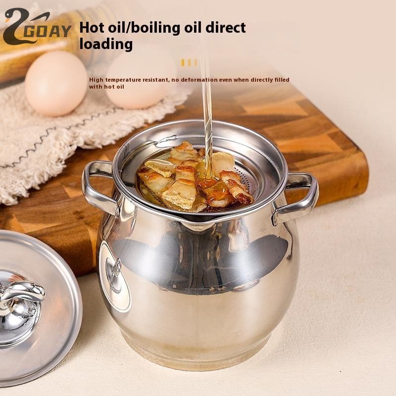 GOAY 1.5L Nồi Lọc Dầu Thép Không Gỉ Lard Lọc Dầu Nấu Ăn Lọc Dầu Mỡ Giữ Bảo Quản Hộp Đựng Dầu Nhà Bếp VN