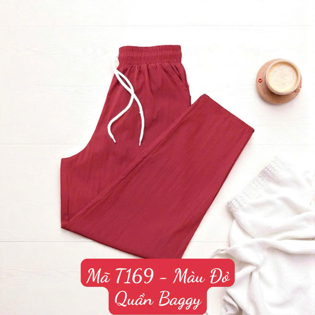 Quần Baggy - Vải Lụa Gió Nhăn - Dài quần 92cm - Ống 16cm - Mã T169