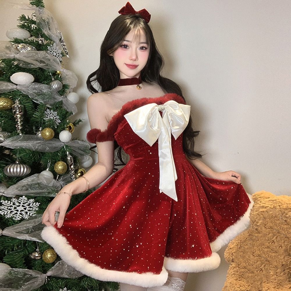 Váy Giáng Sinh Margredy - Áo Khoác Nhung Đỏ, Phù Hợp Cho Tiệc Carnival và Hóa Trang Ông Già Noel