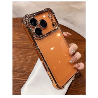 Ốp Chống Sốc Cho iPhone 16 Pro Max 17 Pro Max 14 11 13 12 15 Pro Max 16 Plus 16e 17 Air Trong Suốt Mạ Điện Cứng Vỏ Trong Suốt