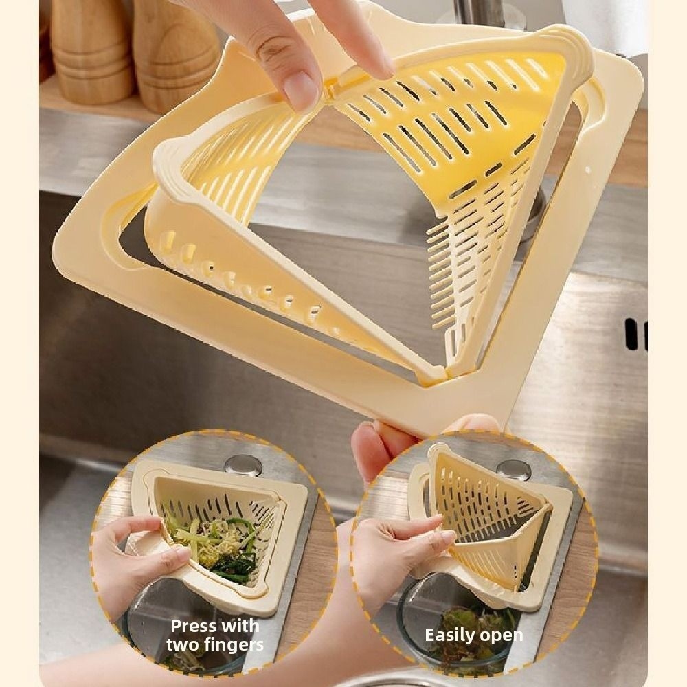 Giỏ lọc bồn rửa LACYES, Bộ lọc rác nhà bếp sáng tạo tam giác, có thể tháo rời từ tính cố định một cú nhấp chuột Giỏ lọc bán phá giá tự động Rửa trái cây