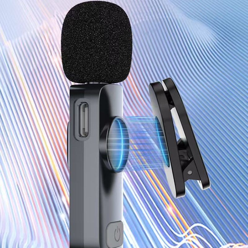 Micro Thu Âm Không Dây,Mic thu âm không dây cài áo lọc tiếng ồn model K9,Khoảng cách thu âm xa,Hỗ trợ điện thoại di động