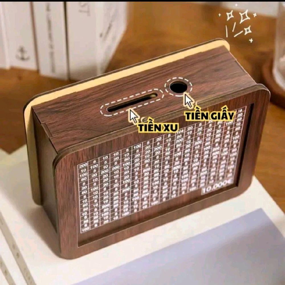 Hộp gỗ tiết kiệm tiền, ống tiết kiệm, két gỗ đựng tiền tiết kiện có thể đựng tiền xu và tiền giấy, nhiều mẫu