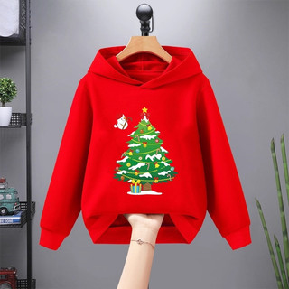 Áo Hoodie Giáng sinh màu đỏ cho trẻ em Áo ấm áp Trang phục lễ hội ngày lễ Quần áo mùa đông cho bé gái và bé trai