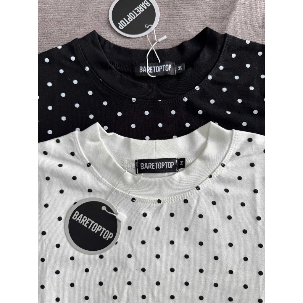 Áo Thun Nữ Babytee chấm Bi Form Body Tôn Dáng, Áo Cổ Tròn Basic Chất Cotton Thoáng Mát_A701 -Sammi