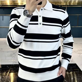 Áo sơ mi Polo sọc Unisex dài tay hợp thời trang mùa thu hàng đầu