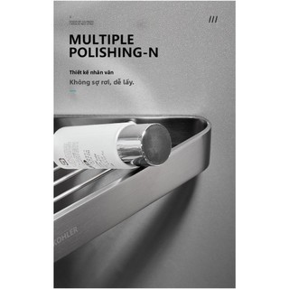 【 KOHLER 】 Giá đỡ lưu trữ điện phân màu xám gunmetal cổ điển cho phòng tắm, giá treo tường hình tam giác cho phòng tắm,