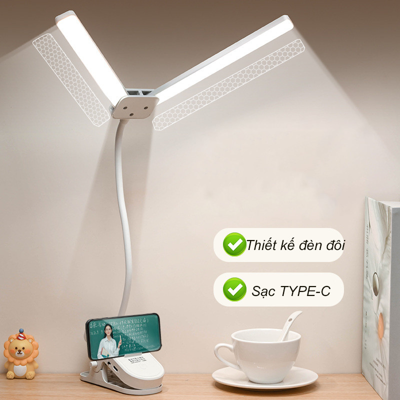 Đèn LED Để Bàn Đa Năng, Đèn Học Để Bàn Chống Cận Cao Cấp ,Độ sáng gấp đôi, ba mức nhiệt màu
