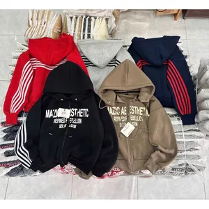 Áo Khoác Hoodie Nỉ Dày Form Rộng 5 Sọc Tay In Chữ Basic Cá Tính Nam Nữ Hot Trend HIYU 66 STORE