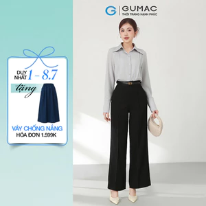 Quần tây ống suông nữ GUMAC chạy chỉ nổi có túi sườn chất siêu len mềm mịn QF03014