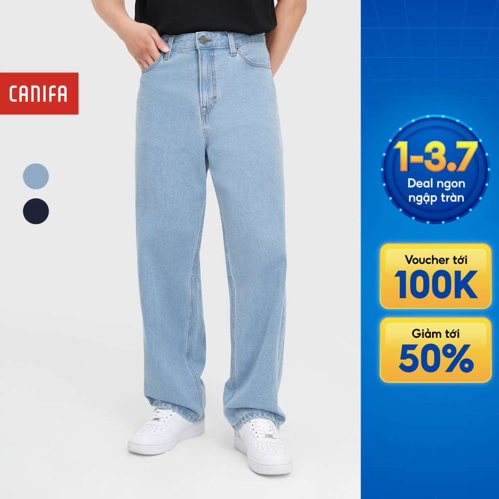 Quần jean nam CANIFA form loose ống rộng cạp cao 8BJ25S002