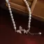 AqToCna Thanh Lịch Sáng Bóng Zircon Bướm Ngọc Trai Mặt Dây Chuyền Choker Nelace Cho Bé Gái Nữ Nữ Có Thể Điều Chỉnh Mới Trang Sức Thời Trang AqToCna