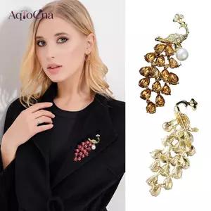 AqToCna Thời Trang Pha Lê Ngọc Trai Peaco Trâm Cài Cho Nữ Quần Áo Áo Khoác Dự Tiệc Phụ Kiện Quà Tặng AqToCna