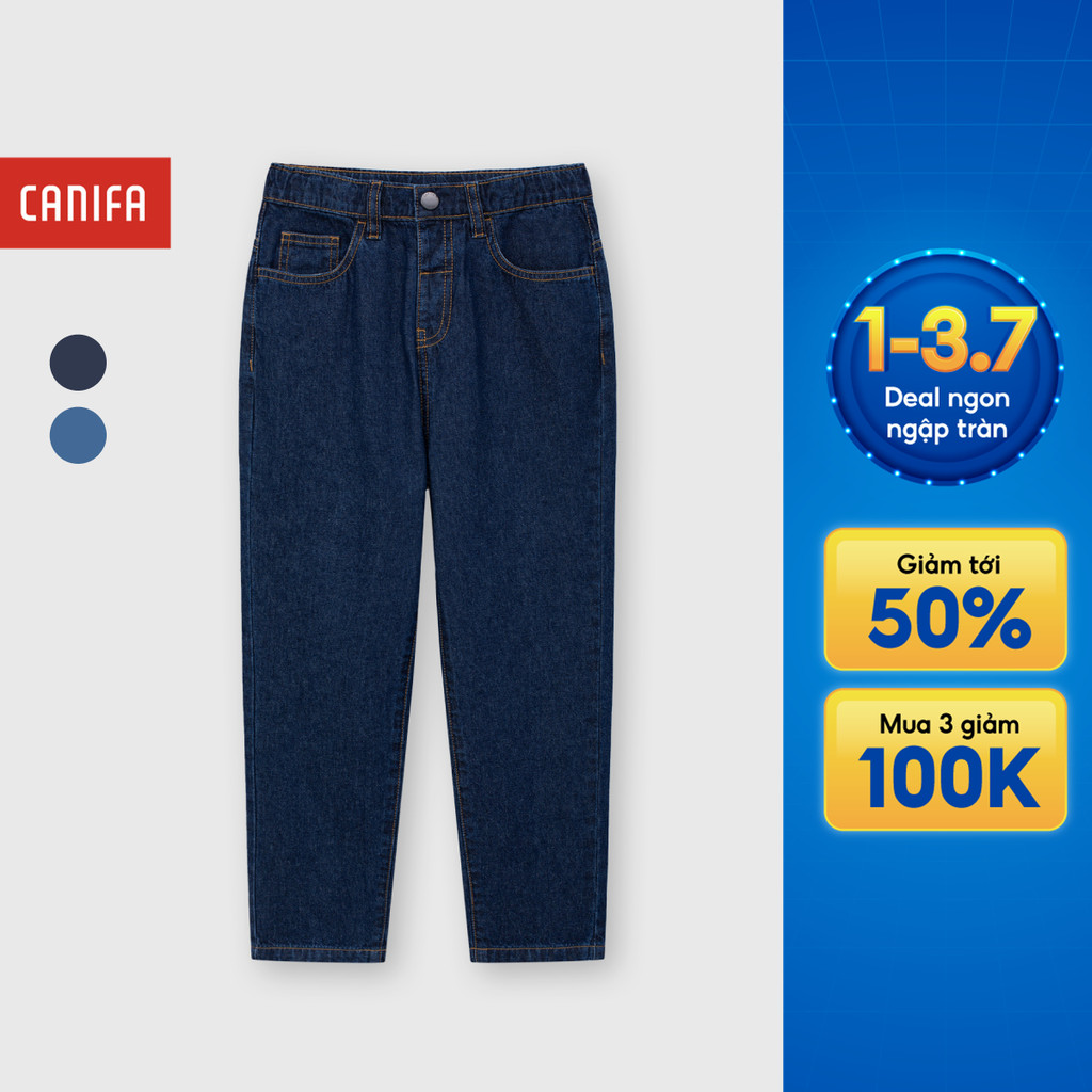 Quần jeans bé trai cotton CANIFA dáng suông basic mặc đi học, đi chơi 2BJ26S002