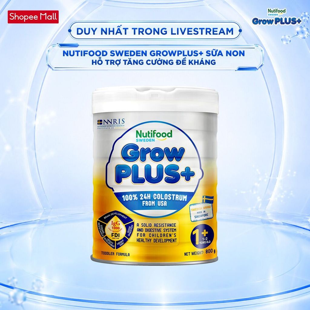 [Livestream Hannah Olala] Sữa Bột Nutifood GrowPLUS+ Sữa Non Tăng Đề Kháng 800g - Trên 1 Tuổi - Tiêu Hóa Tốt