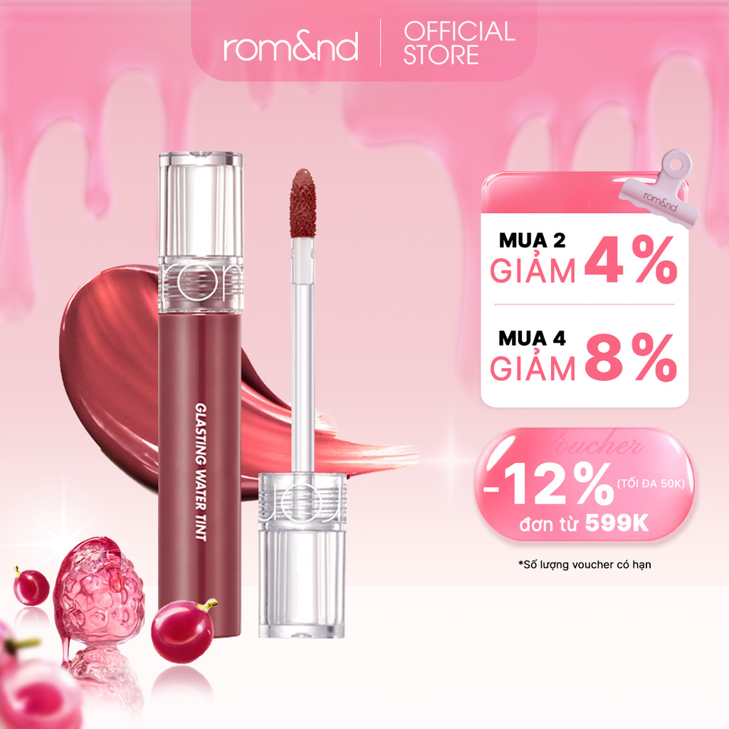 [Rom&nd] [Màu 14-17] Son tint nước siêu lì lâu trôi Hàn Quốc Romand Glasting Water Tint 4g