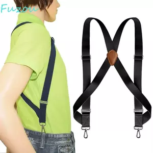 FUJIOU Suspenders Dành Cho Nam, Dây Treo Da Phong Cách Retro, Kẹp Kim Loại Chống Trơn Trượt Đơn Giản 3.5cm Kẹp Treo Nam