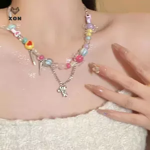 Ngôi sao đầy màu sắc Y2K Love Nelace Ngọt ngào Cool Nữ Mặt dây chuyền Hạt Nelace Xương đòn Dây chuyền Choker [Mina]