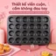 Khuôn Cupcake Mini 24 Ô Chống Dính Thép Carbon Dẫn Nhiệt Đều Khay Nướng Bánh Trứng