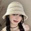 Mũ xô dệt kim rỗng thời trang mùa hè dành cho nữ ngoài trời Mũ chậu dệt kim vành rộng nhỏ Mũ chống nắng phù hợp thông thường