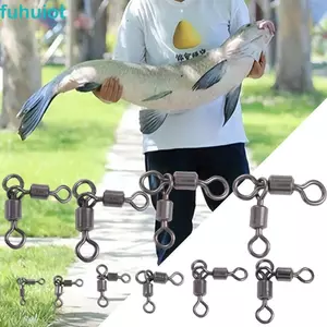 FUHUIOT Tam Giác Khớp Nước Mặn Nước Ngọt Trolling Móc Kết Nối Xoay 360 3 Chiều Xoay Câu Cá Câu Cá Chữ Thập Thuyền Biển Đầu Nối Câu Cá